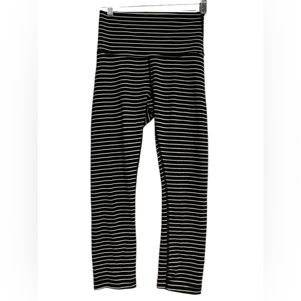 Lululemon Black & White Striped Leggings